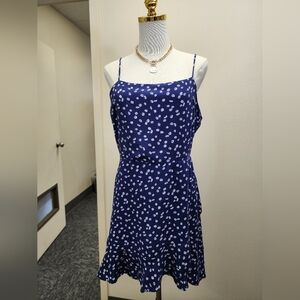 Altar’d State Navy Floral Spaghetti Strap Mini Dress Size Large